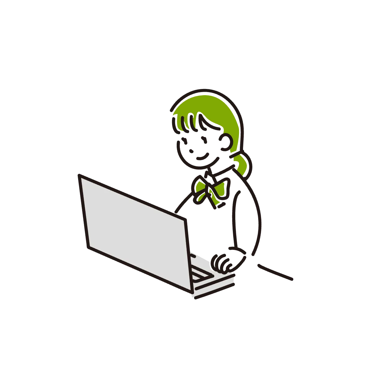 パソコンに向かって応募フォームを記入している様子
